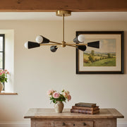 Pyralis Cone Semi Flush Brass Chandelier - Gold Modern Sputnik Light Fixture